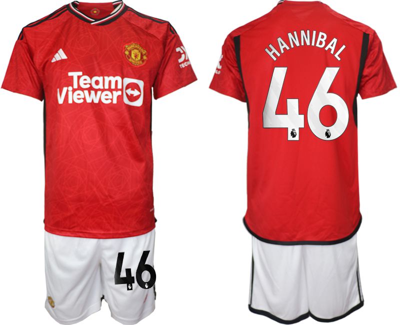 Men 2023-2024 Club Manchester United home red #46 Soccer Jersey